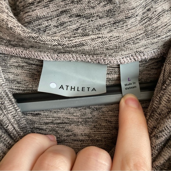 Athleta Gray Heathered Knit Cowl Hooded Sweatshirt L - Picture 5 of 12
